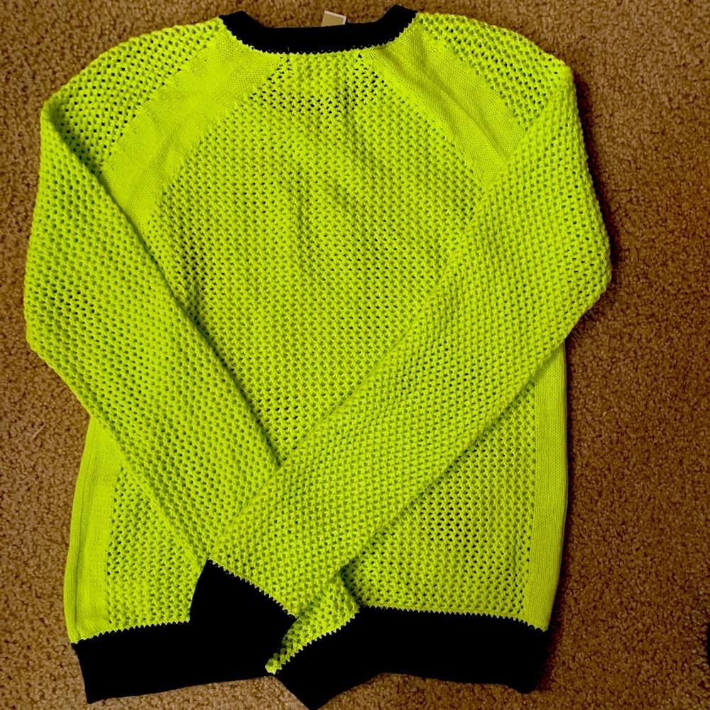 NWT MICHAEL KORS WOMENS Color Block Two Tone Mesh Long Sleeve Sweater Yellow S🌷